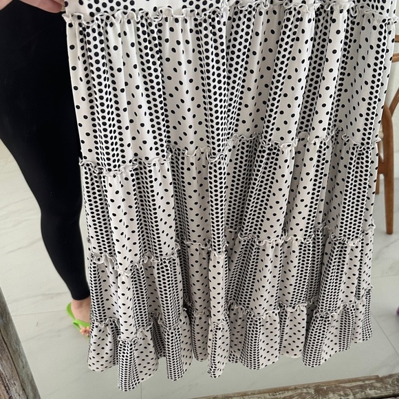 Tahari Black and White Polka Dot Maxi Dress - Picture 6 of 7